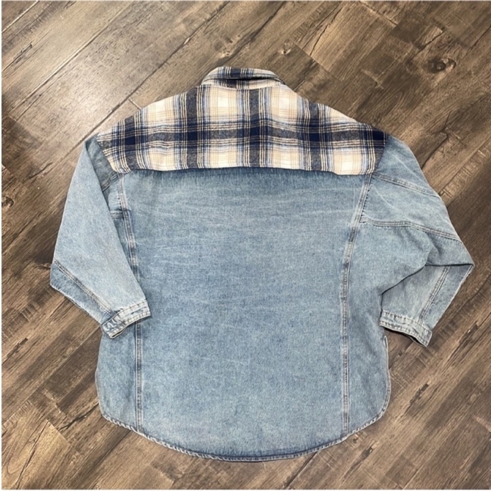 Fashion Nova Plaid Denim Jacket - Picture 2 of 6